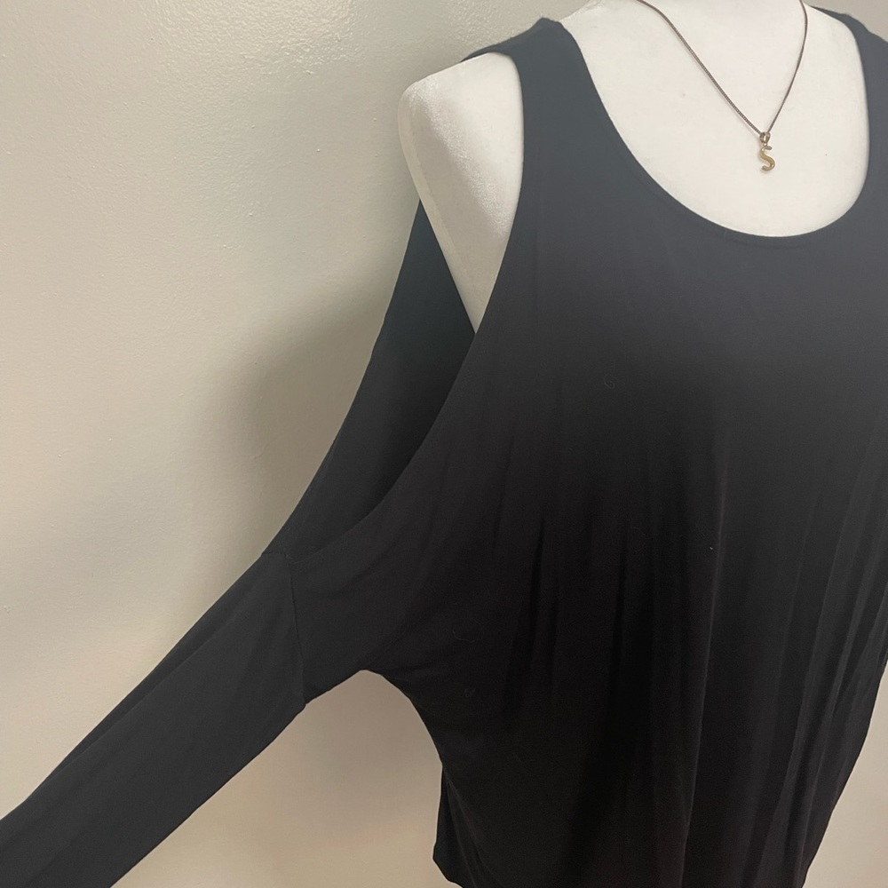 ANGL Open Shoulder Black Top
